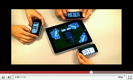 PartyPokerベータ版のプレイ動画がYouTubeに公開されている。親機iPadと子機iPhoneの連携が非常に洗練されているのがわかる。