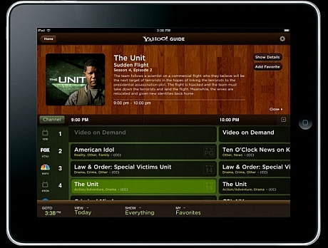 　Yahoo Entertainmentのアプリケーションでは、テレビ番組ガイドも利用できる。
