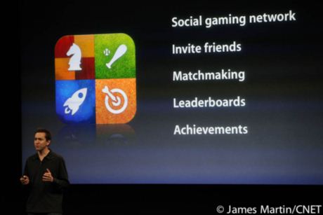 　Game Centerと呼ばれる新しい開発者プレビューを紹介。「ゲーム用ソーシャルネットワーク」で、マッチメイク、友達の招待、スコアボード、成績などの機能を持つ。