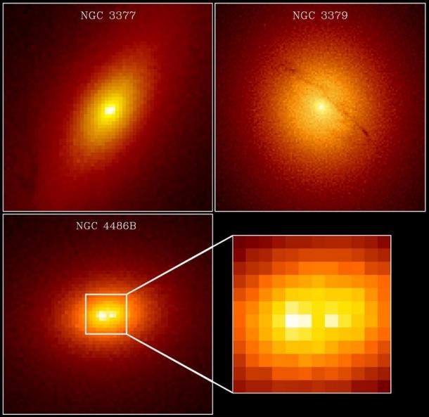 　1997年のHubble望遠鏡による画像には、ブラックホールのある3つの異なる銀河が写された。これを参考に、ほぼすべての銀河にブラックホールがあるという学説が立てられた。