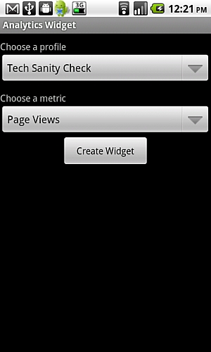 　「Analytics Widget」の設定画面。