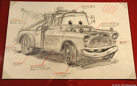 　Bob Pauley氏がマーカーと鉛筆で描いた「Mater」。「カーズ」には同名のトラックが登場する。