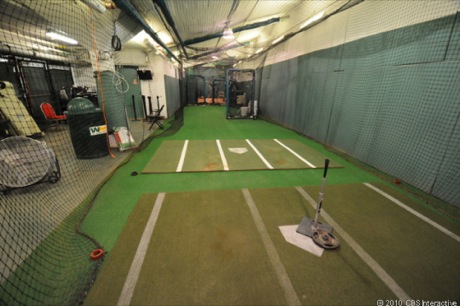 　Red Sox側の屋内打撃練習場。