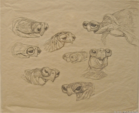 　「ファインディング・ニモ」用に著名アーティストPeter de Seve氏が鉛筆で描いた亀のクラッシュの習作。