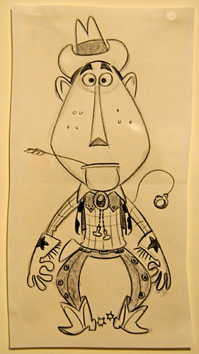 　「トイ・ストーリー」シリーズの主要キャラクターであるウッディの鉛筆画。これは非常に初期のもの。「トイ・ストーリー」用にJeffrey Pidgeon氏が描く。