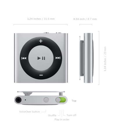 数字で見る小ささ

　iPod shuffleは、縦横の幅がわずか3cm前後。