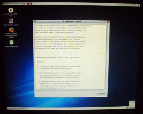 OpenSolaris Live CDの初起動画面
　これがOpenSolaris 2008.05のLive CDの画面だ。なぜかUbuntuに非常に似ている。