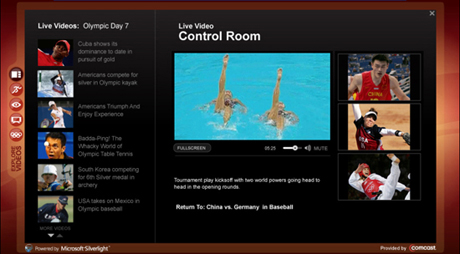 　同じくMicrosoftの Silverlightを使った「Control Room」では、最高4本のビデオストリームを同時に視聴できる。