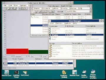 　1993年に登場したWindows NT 3.1はビジネス利用に焦点を当てており、デスクトップ版とサーバ版（Windows NT Advanced Server）が提供されていた。

　当時、一般消費者向けとして提供されていたWindows 3.1とは異なり、NTは32ビットOSだった（NTはNew Technologyを表していた）。

　NTには、ドメインによるサーバセキュリティ、マルチプロセッサアーキテクチャのサポートなどの新たな機能が盛り込まれた。