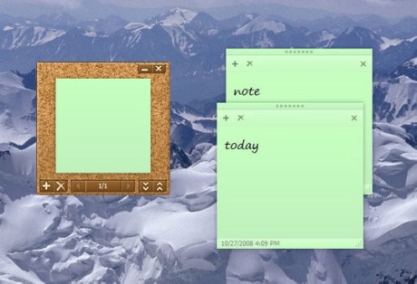 　新機能の「Sticky Notes」。デスクトップのどの場所にでも配置可能。コルクボードのようなアプリケーションを使って整理することもできる。