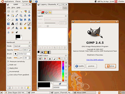 写真編集
　Hardy Heronの主要な画像処理アプリケーションは、オープンソースの写真編集アプリケーションであるGIMPだ。安定している最新のリリースは2.4.5となっている。