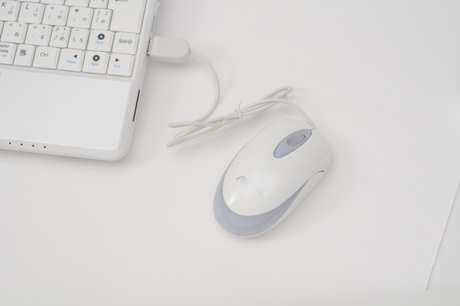 マウスも光学タイプの白いものが付属する。