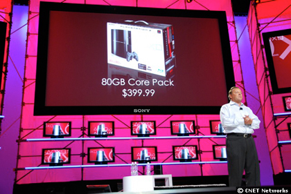 　Tretton氏は、80GBモデルのPLAYSTATION 3（PS3）が400ドルで発売されることを発表した。これは現在の40GBモデルと同じ価格である。