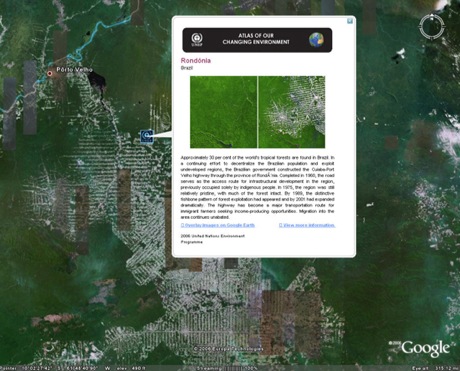 　UNEPが出版した環境危機にある地域の今と昔を比較した衛星写真などが提供されるようになる。