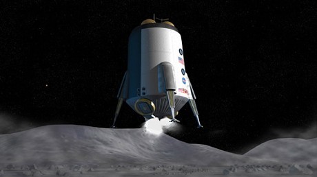 　月面に着陸する宇宙船のイメージ。