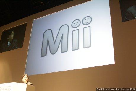 Wiiを象徴する一つといえる、「Mii」。似顔絵チャンネルで作成したキャラクターのことを指し、作成されたキャラクターはWiiのゲーム中に登場させることが可能。後のプレゼンテーションで宮本氏は「長年温めていたアイデアをようやく形にすることができた」と語った。