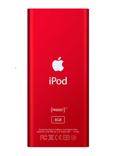 　「iPod nano (PRODUCT) RED Special Edition」の8Gバイトモデルは4Gバイトモデルと見た目がそっくり。「8GB」という文字が見分ける手立てとなる。