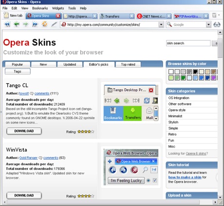 　ユーザーインターフェースの見た目を変えるスキンが多数ダウンロード可能となっている。