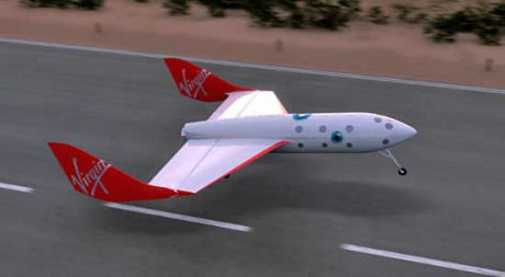 　Virgin Galacticは、軌道に乗らない商業宇宙飛行を民間人に提供する初めての会社になることを目指している。同社は2009年までに最初の飛行を実施したいとしており、現在、1人分の料金を20万ドルとして予約を受け付けている。写真に見られるようなデザインのスペースシップツーは、親機ホワイトナイトツーから空中で発射される。Richard Branson氏のVirgin GroupとBurt Rutan氏のScaled Compositesの共同事業であるSpaceShip Companyは、スペースシップツーとホワイトナイトツーの設計と建造にScaled Compositesを選んだ。スペースシップツーは高度5万フィート（約15km）でホワイトナイトツーから発進し、約90秒間で高度36万フィート（約110km）まで急上昇する。そこで、大気圏への再突入に備えて、両翼は「フェザリング」機構により折りたたまれる。飛行は約2時間半で終了する。
