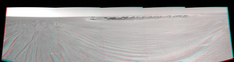　少し前に撮影された火星の表面にある砂丘の写真。Opportunityがビクトリアクレータに向かう途中で横断した。