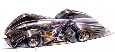 　ホンダの「Acura FCX 2020 Le Mans」。同社のR&Dチームは、このマシンは、液体水素燃料電池を動力とし、24時間耐久レースに挑戦することもできると述べる。
