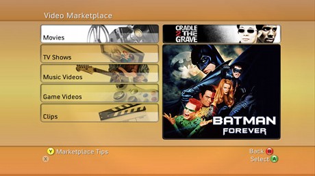 　Xbox Liveのビデオマーケットプレイスでは、メンバーが映画、テレビ番組、ゲームなどのダウンロードを選択することができる予定だ。