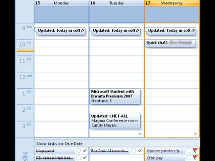 　今回初めて、Outlookのカレンダーのなかにタスクを表示できるようになった。