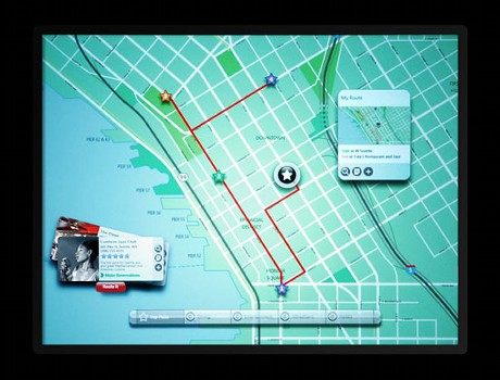 　Surfaceのサンプルアプリケーション。ユーザーは道順を確認したり、目的地を探し出したりすることができる。