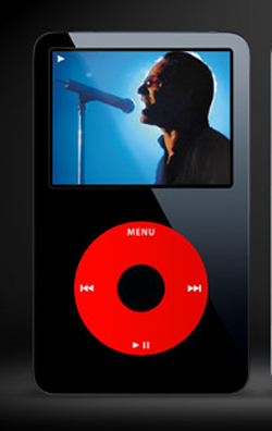 Apple Computerが米国時間6月6日に発表した「iPod U2 Special Edition」は赤いナビゲーションホイールを備える。楽曲や写真、ビデオを30Gバイト分保存可能だ。