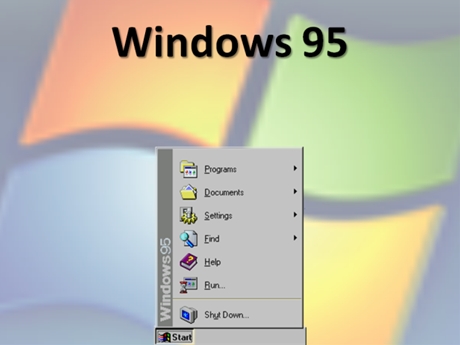 　最終的に、Windows 95のStartメニューは、WindowsのフラグにStartという文字が加えられた。見てわかるとおり、RunとShut Downコマンドのほか、Help、Find、Programs、Documents、Settingsが実装された。