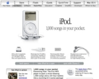 Appleが当初iPodに使用したキャッチフレーズ「1,000 songs in your pocket」（ポケットに1000曲）