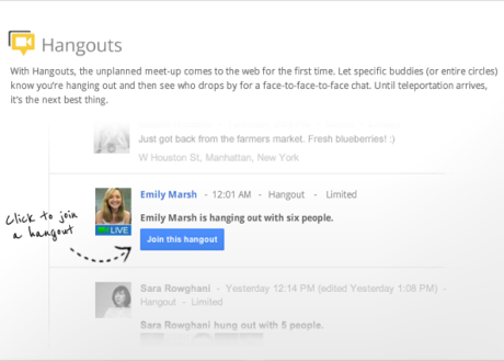 　「Hangouts」は、インターネット上のソーシャルな交流におけるクラッシクな手法であるチャットルームを復活させている。
