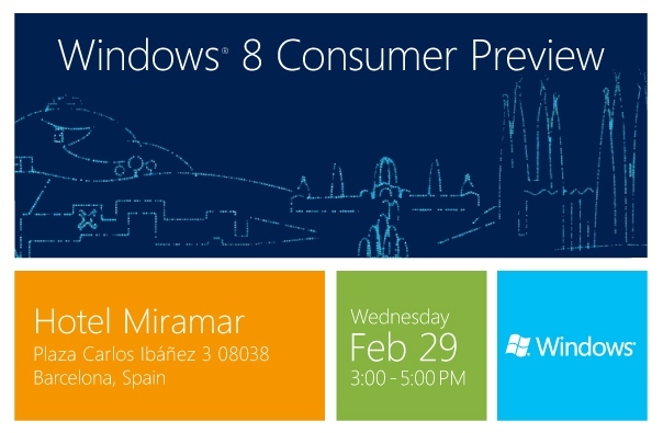 Microsoftがバルセロナで開催のWindows 8 Consumer Previewイベントの招待状