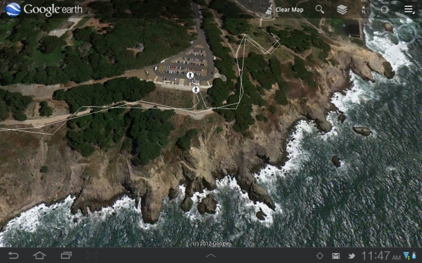 Wikilocトレイルオーバーレイを表示させたGoogle Earth画像
