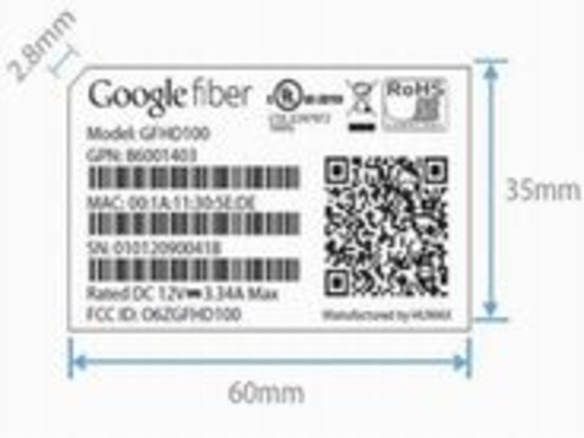 「Google Fiber」ロゴ入りのセットトップボックス、FCCサイトに掲載