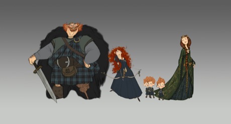 　Pixarの「メリダとおそろしの森」より、国王一家を描いたスケッチ。