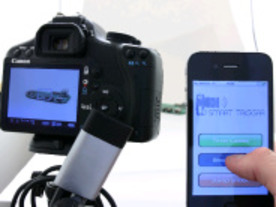 加速度センサでシャッターも--Cerevo、一眼カメラをiPhoneで操作できる「SmartTrigger」