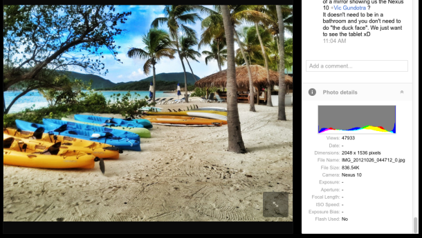 Googleのエンジニアリング担当シニアバイスプレジデントVic Gundotra氏がNexus 10を使って撮影し、自身のGoogle +ページに投稿した写真