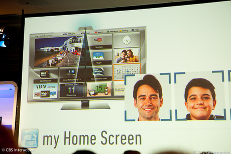 　2013年のパナソニック製テレビの多くは内蔵カメラを搭載しており、家庭内の誰がテレビを見ているのか認識して、カスタムのホーム画面を表示することができる。