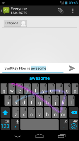Androidデバイス（GALAXY S IVではない）上におけるSwiftKey Flow機能
