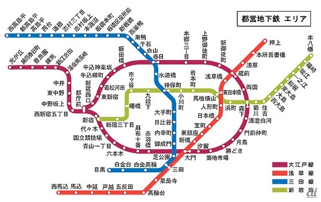 都営地下鉄全線の路線図