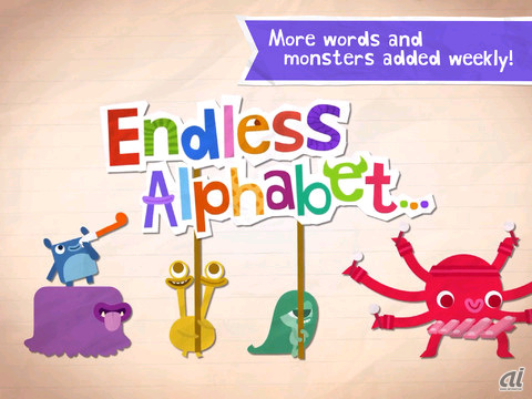 　アルファベットや単語が学べる子ども向けの教育アプリ「Endless Alphabet」。楽しいアニメーションに加え、パズル形式でアルファベットを定位置に並べることで単語が学べる。価格は無料だ。なお、App Store上での説明書きなども含め日本語化されていない。
