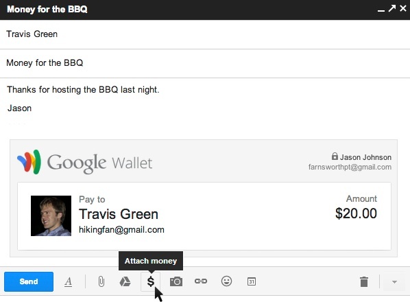 Googleは、Google Walletユーザーが電子メール経由での送金が可能になったことをGoogle I/O 2013で発表した。