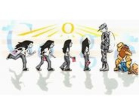 「戦地から帰還した父との再会」描いた少女が優勝--グーグルのロゴデザインコンテスト