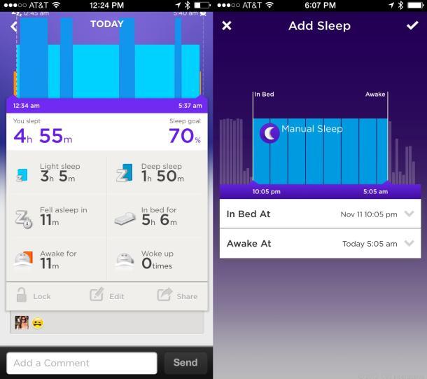 睡眠についての詳細な統計を取ることもできれば、記録を忘れた場合には後から情報を追加することもできる。
