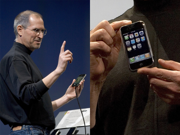 　今日のAppleはおそらく、iPhoneで最もよく知られているはずだ。写真は2007年に発表された初代モデルだ。このモデルは、携帯電話とワイドスクリーンのタッチ対応iPodを統合し、電子メールとウェブブラウジングの機能も備えたデバイスとして設計された。