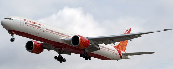 　Air Indiaの本物のBoeing 777-300ER。同社がオンラインに掲載している同型機の写真の1枚だ。