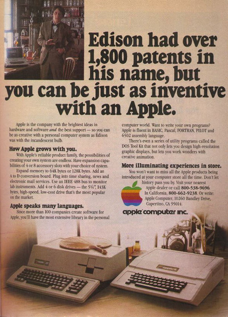 　トーマス・エジソンは1981年のApple IIと「Apple III」の広告に登場した。