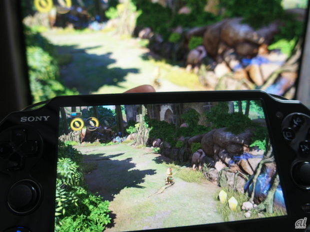 PS4と同じ画面がPS Vitaにも表示される。タイムラグはほとんど感じない。Wi-Fi環境があれば、外出先からも楽しめる
