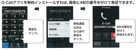 「G-Call」アプリの画面イメージ